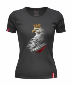 Damska Czarna Koszulka Patriotyczna xPatriot – Orzeł w Koronie z Flagą
