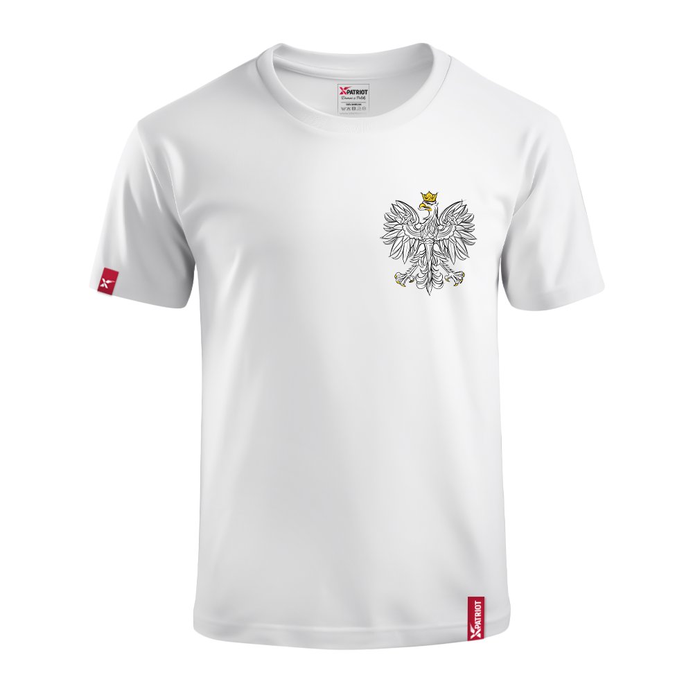 Dziecięca Biała Koszulka Patriotyczna xPatriot Klasyczny Orzeł w Koronie