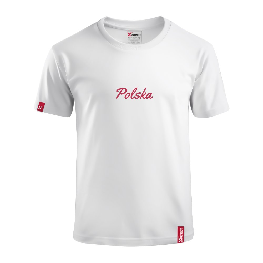 Dziecięca Biała Koszulka Patriotyczna xPatriot Napis Polska