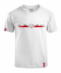 Dziecięca Biała Koszulka Patriotyczna xPatriot Poziomy Pas z Orłem