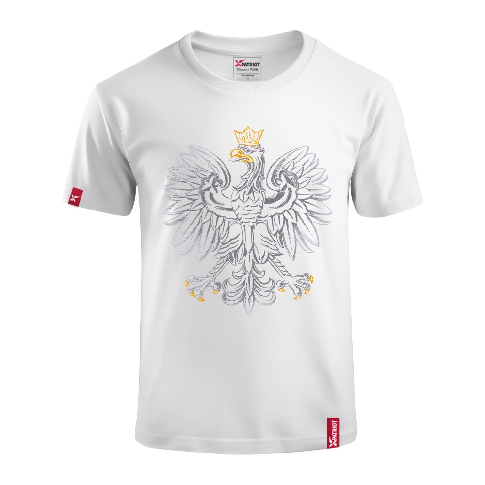 Dziecięca Biała Koszulka Patriotyczna xPatriot Symbol Orła Królewskiego