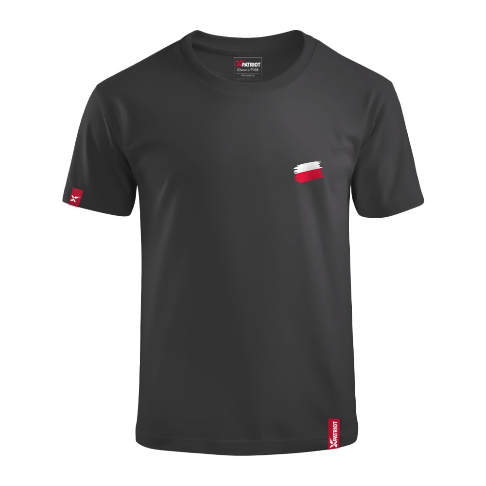 Dziecięca Czarna Koszulka Patriotyczna xPatriot Artystyczna Flaga Polski