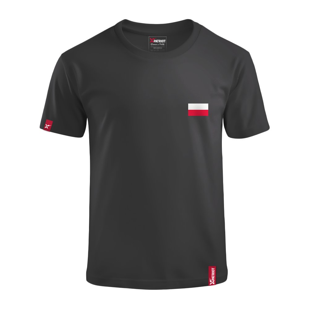 Dziecięca Czarna Koszulka Patriotyczna xPatriot Flaga Polski