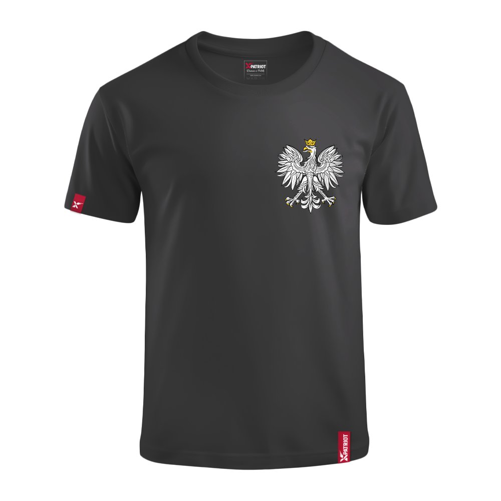 Dziecięca Czarna Koszulka Patriotyczna xPatriot Klasyczny Orzeł w Koronie