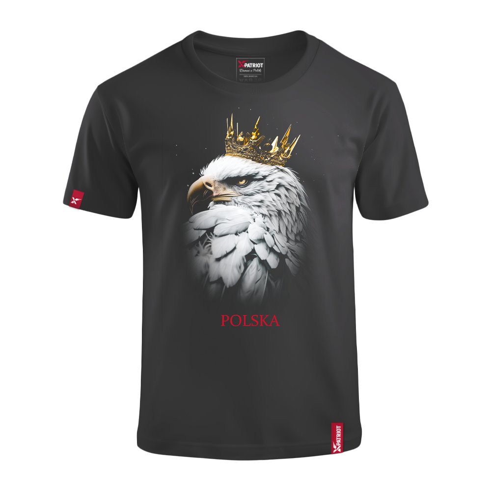 Dziecięca Czarna Koszulka Patriotyczna xPatriot Pas Orzeł w Koronie Polska