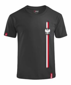 Dziecięca Czarna Koszulka Patriotyczna xPatriot Pionowy Pas Polska