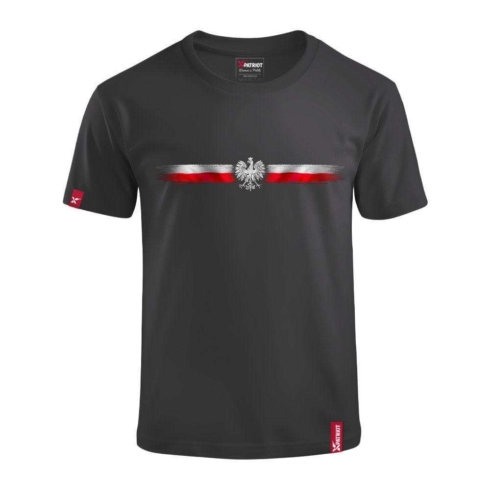 Dziecięca Czarna Koszulka Patriotyczna xPatriot Poziomy Pas z Orłem