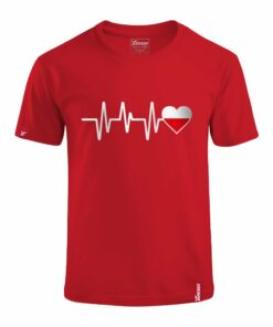 Dziecięca Czerwona Koszulka Patriotyczna xPatriot Linia Pulsu z Sercem w Barwach Polski
