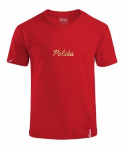 Dziecięca Czerwona Koszulka Patriotyczna xPatriot Napis Polska Złoty