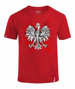 Dziecięca Czerwona Koszulka Patriotyczna xPatriot Orzeł w Koronie na Artystycznym Tle