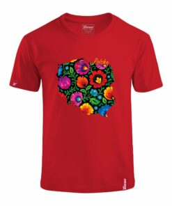 Dziecięca Czerwona Koszulka Patriotyczna xPatriot Polska w Kwiatach Ludowych