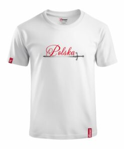 Dziecięca Patriotyczna Biała Koszulka xPatriot Polska i Miecz Orzeł na plecach