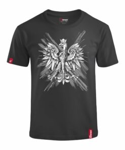 Dziecięca Patriotyczna Koszulka xPatriot Orzeł w Koronie na Artystycznym Tle – Czarna