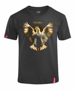 Dziecięca Patriotyczna Koszulka xPatriot Orzeł w Złotej Poświacie – Czarna