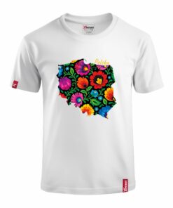 Dziecięca Patriotyczna Koszulka xPatriot Polska w Kwiatach Ludowych Biała