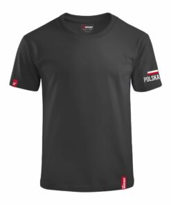 Dziecięca Patriotyczna Koszulka xPatriot Polska z Flagą na Rękawie Czarna