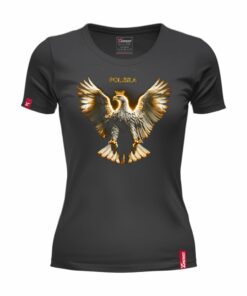 Koszulka Czarna Patriotyczna Damska xPatriot Orzeł w Złotej Poświacie