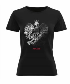 Koszulka Patriotyczna Czarna Damska xPatriot Orzeł w Koronie i napis POLSKA