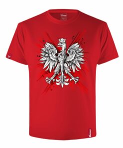 Męska Czerwona Patriotyczna Koszulka xPatriot Orzeł w Koronie na Artystycznym Tle