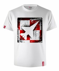 Męska Patriotyczna Koszulka Biała xPatriot Szachownica Lotnicza z Myśliwcem