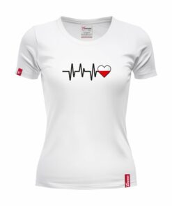Oryginalna Biała Koszulka Patriotyczna Damska xPatriot – Bicie Serca Polska