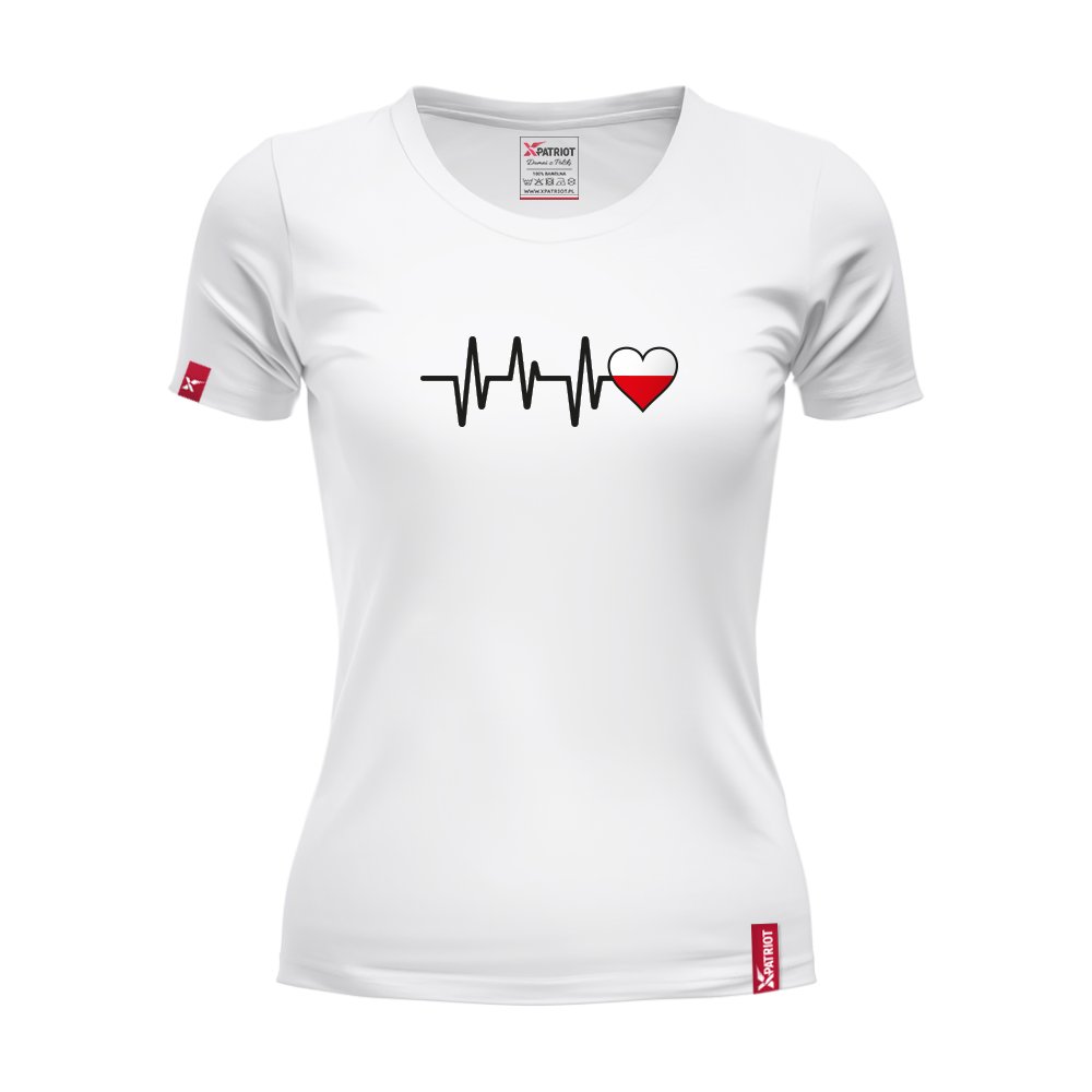 Oryginalna Biała Koszulka Patriotyczna Damska xPatriot – Bicie Serca Polska