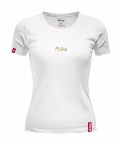 Oryginalna Biała Koszulka Patriotyczna Damska xPatriot – Złoty Napis Polska