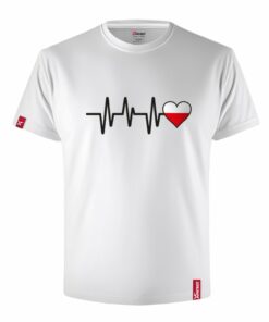 Oryginalna Biała Koszulka Patriotyczna Męska xPatriot – Bicie Serca Polska