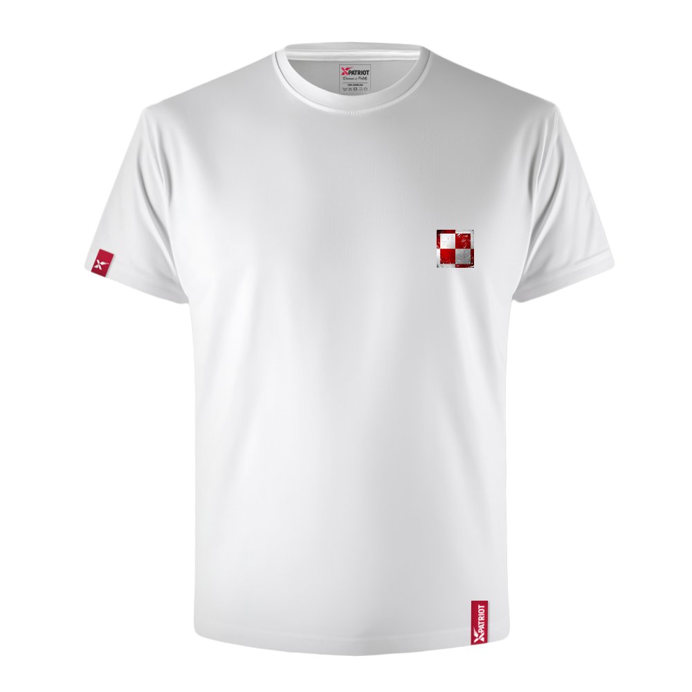 Oryginalna Biała Męska Koszulka Patriotyczna xPatriot SZACHOWNICA LOTNICZA