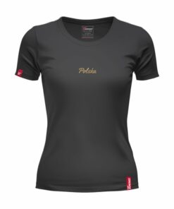 Oryginalna Czarna Koszulka Patriotyczna Damska xPatriot – Złoty Napis Polska