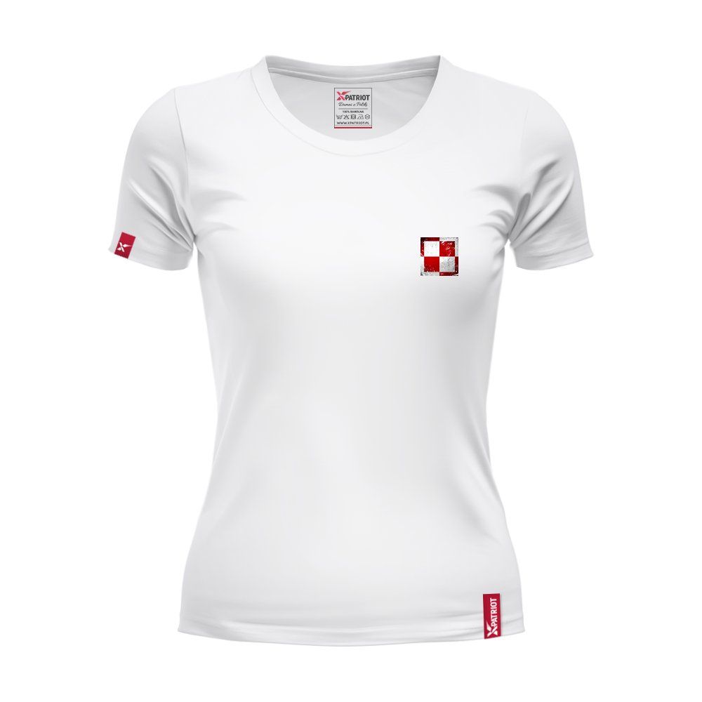 Oryginalna Damska Biała Koszulka Patriotyczna xPatriot SZACHOWNICA LOTNICZA