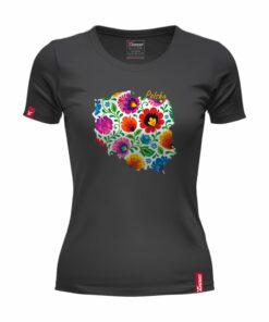 Oryginalna Koszulka Damska z Nadrukiem xPatriot POLSKA FOLK – CZARNA