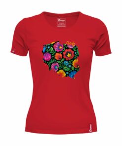 Oryginalna Koszulka Damska z Nadrukiem xPatriot POLSKA FOLK – Czerwona