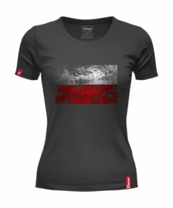 Oryginalna Koszulka Patriotyczna Damska xPatriot – Czarna z Flagą Polski