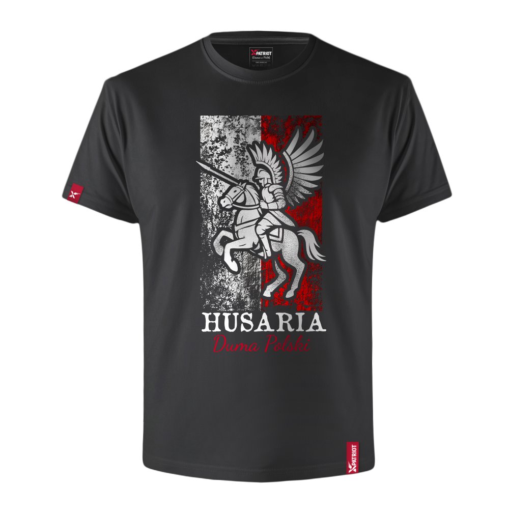 Oryginalna Męska Czarna Koszulka Patriotyczna xPatriot Husaria – Duma Polski