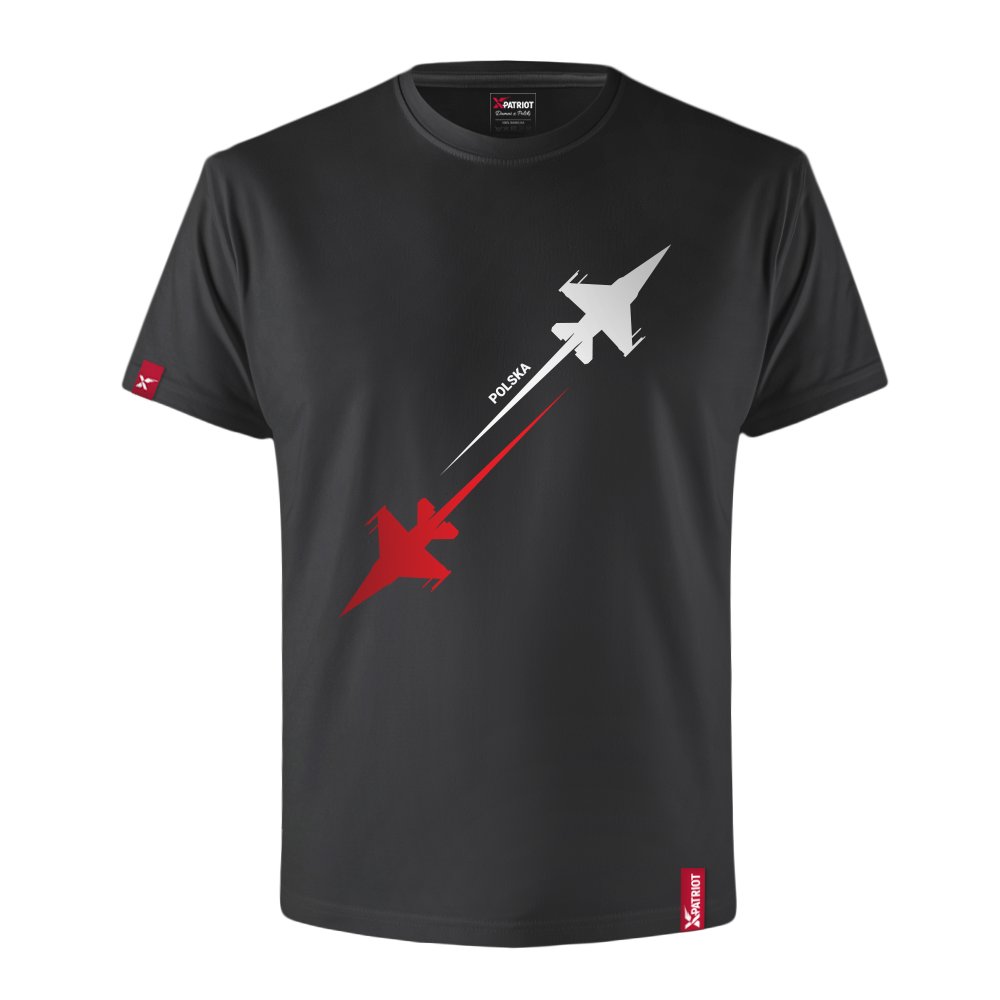 Oryginalna Męska Czarna Koszulka Patriotyczna xPatriot POLSKIE LOTNICTWO