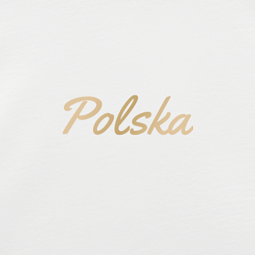 Koszulka Męska Patriotyczna z Nadrukiem xPatriot Napis Złoty POLSKA – biała - obrazek 2