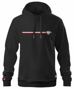 Czarna Bluza Męska Patriotyczna xPatriot – Linia Honorowa z Godłem Polski
