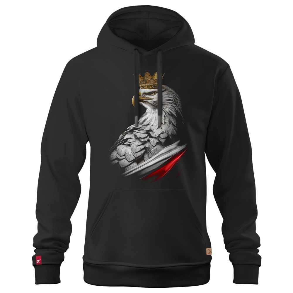 Czarna Bluza Męska Patriotyczna xPatriot – Orzeł Królewski z Flagą