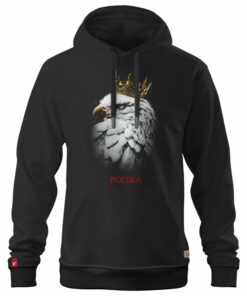 Czarna Bluza Męska Patriotyczna xPatriot – Orzeł w Złotej Koronie