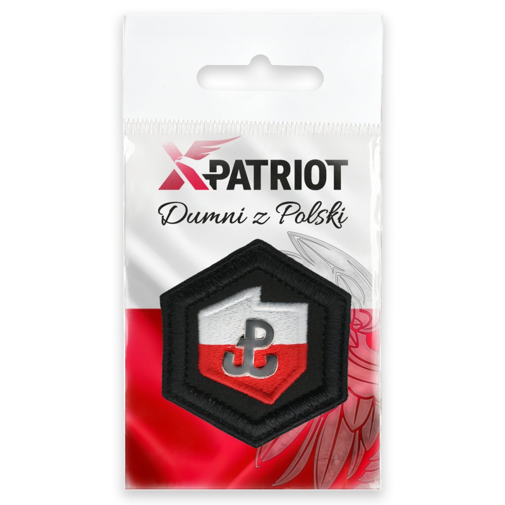 Haftowana Plakietka xPatriot Znak Polski Walczącej na Fladze Polski – Rzep + Pins