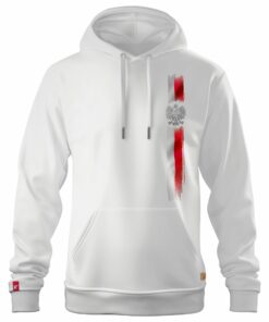 Męska Biała Bluza Patriotyczna xPatriot – Flaga Polska Vertical z Orłem
