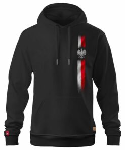 Męska Czarna Bluza Patriotyczna xPatriot – Flaga Polska Vertical z Orłem