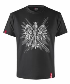 Męska Koszulka Patriotyczna xPatriot Orzeł w Koronie na Artystycznym Tle Czarna