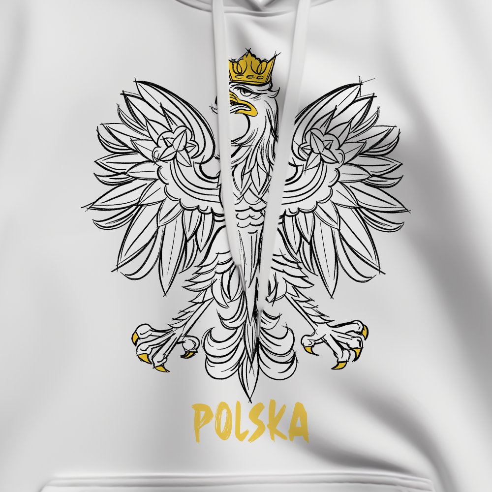 Męska Patriotyczna Biała Bluza xPatriot – Orzeł w Koronie – Polska