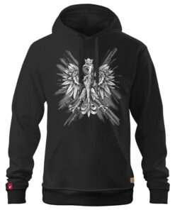 Męska Patriotyczna Bluza xPatriot Orzeł w Koronie na Artystycznym Tle – Czarna