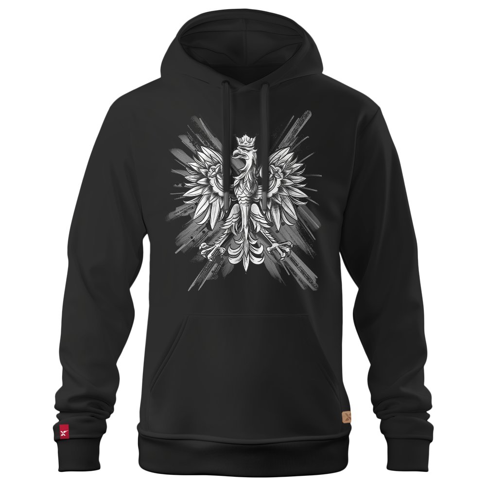 Męska Patriotyczna Bluza xPatriot Orzeł w Koronie na Artystycznym Tle – Czarna