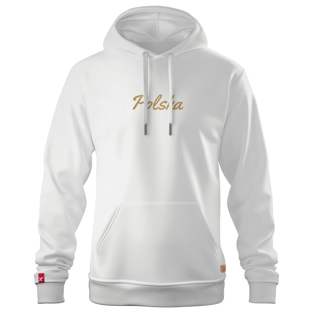 Męska Patriotyczna Bluza xPatriot Złoty Napis Polska - Biała