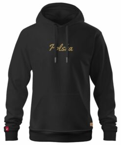 Męska Patriotyczna Bluza xPatriot Złoty Napis Polska - Czarna