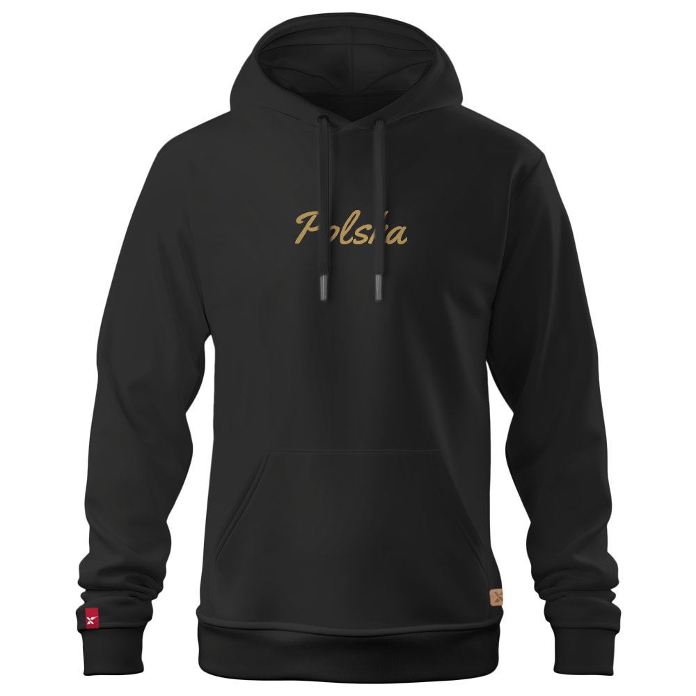 Męska Patriotyczna Bluza xPatriot Złoty Napis Polska - Czarna